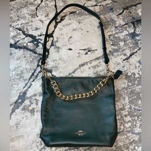 Coach Abby Pebbled leather shoulder bag with extra gold chain handle, +tags